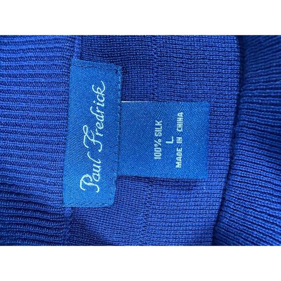 Paul Fredrick Blue Silk Short Sleeve Sweater Large - Picture 2 of 5